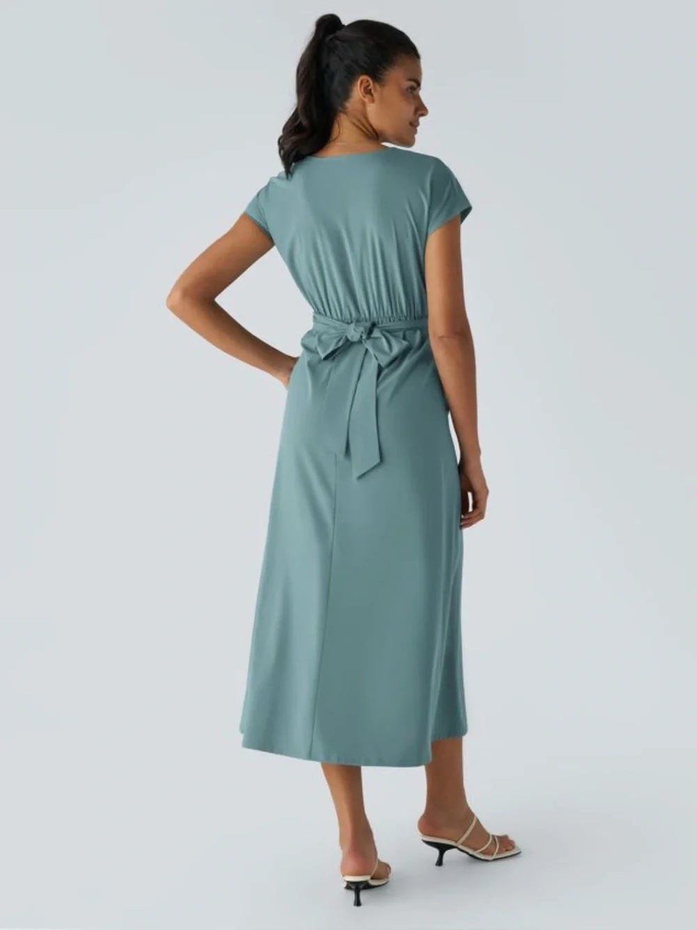 NWT HALARA Breezeful Midi Casual Dress Stone Blue Size XL - Picture 3 of 15
